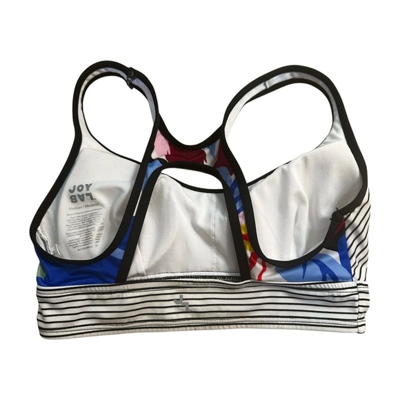 JoyLab Medium Sports Bra Floral Stripe Print Racerback Cutout Target Activewear - Picture 3 of 6